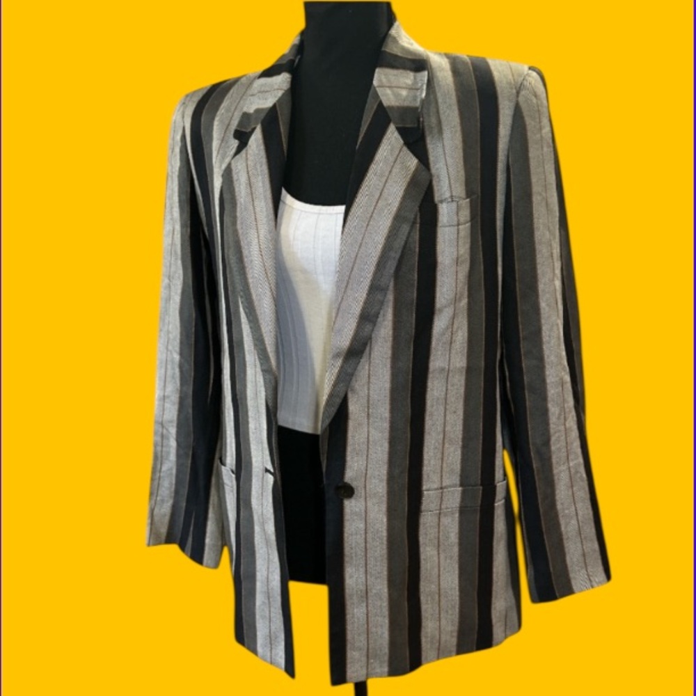 🔥VTG! STIRLING COOPER 1980S STRIPED BLAZER!  GREAT CONDITION! SO TRENDY! *RARE*